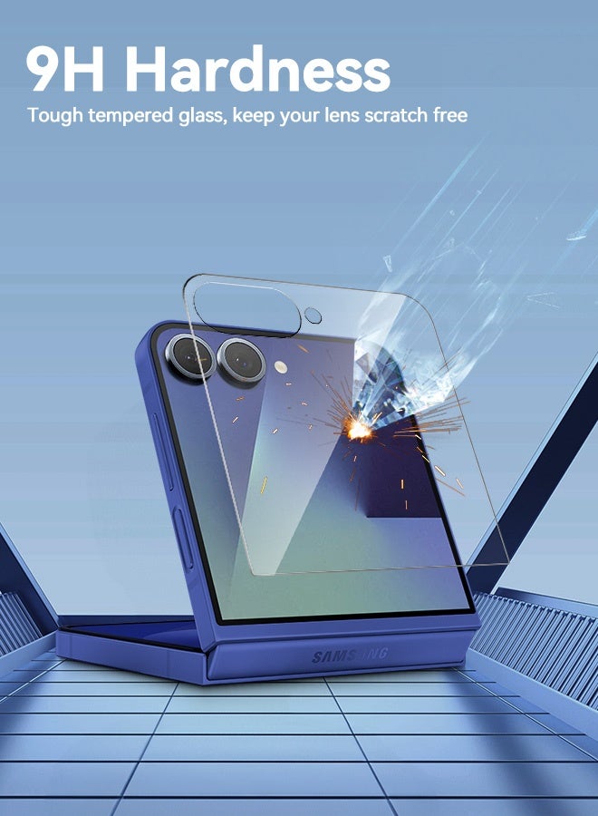 Tersely [2+1Pack] Screen Protector for Samsung Galaxy Flip 7 5G, 2 Pack 9H Tempered Glass Back Screen Protector+ 1 Pack Camera Lens Protector for Flip7 5G (2025) - Image 2
